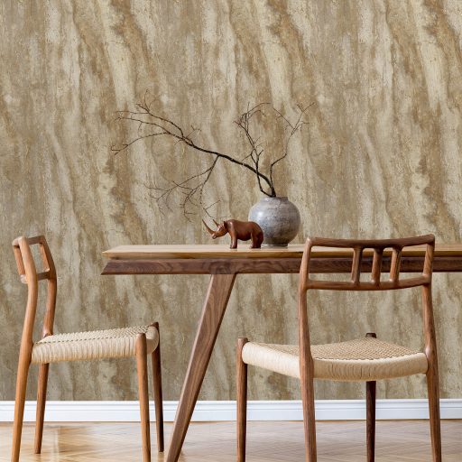 Elegáns travertin kőhatású tapéta természetes erezett mintázattal