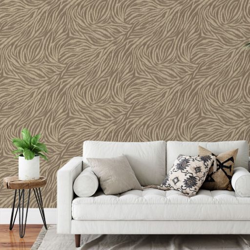 Modern zebra mintás prémium tapéta finom textilhatású felülettel drapp színben