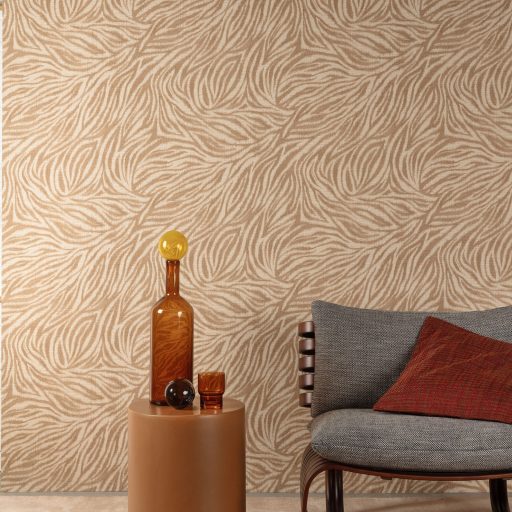 Modern zebra mintás prémium tapéta finom textilhatású felülettel terrakotta színben