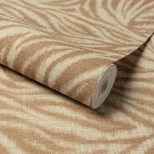 Modern zebra mintás prémium tapéta finom textilhatású felülettel terrakotta színben