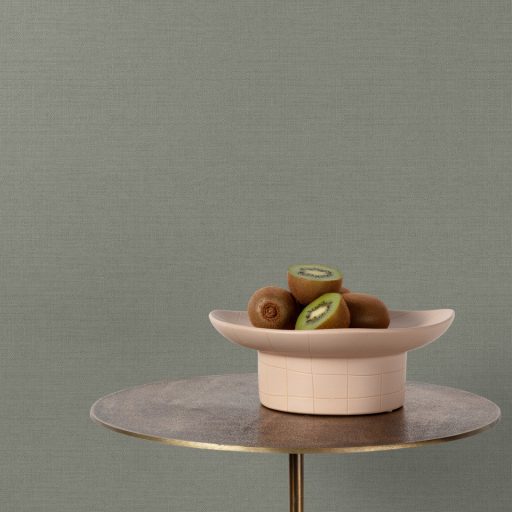 Prémium lenvászon hatású tapéta – elegáns textil minta, zöldes szürke színben