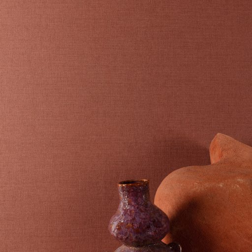 Prémium lenvászon hatású tapéta – elegáns textil minta, terrakotta színben
