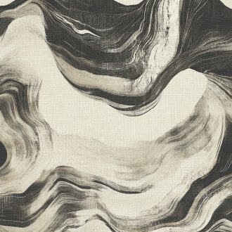   Modern absztrakt hullámmintás tapéta fekete és bézs árnyalatokkal, textilhatású felülettel