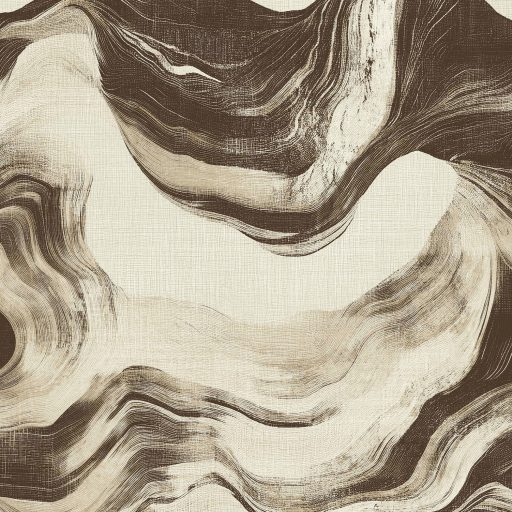 Modern absztrakt hullámmintás tapéta krém alapon  barna tónussal, textilhatású felülettel