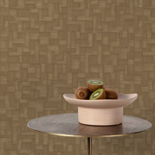 Elegáns szövött panelhatású tapéta geometrikus blokk mintázattal,bronz színben