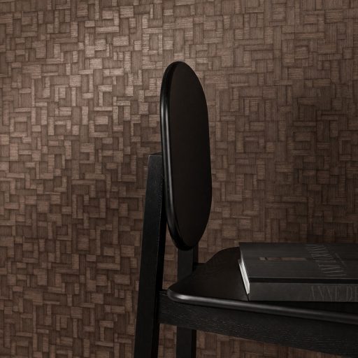 Elegáns szövött panelhatású tapéta geometrikus blokk mintázattal,barna színben