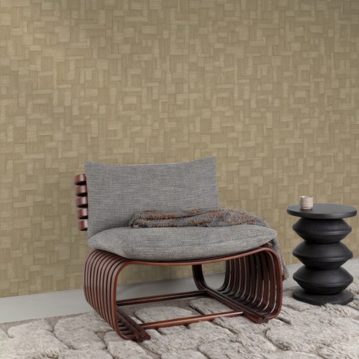 Elegáns szövött panelhatású tapéta geometrikus blokk mintázattal, beige  színben