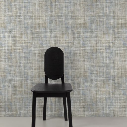 Elegáns, keresztszálas textilhatású tapéta finoman strukturált felülettel, kékesszürke-szürke  színben