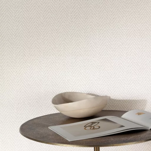 Letisztult, prémium megjelenésű geometrikus mintás tapéta finom textilhatású felülettel , fehér színben