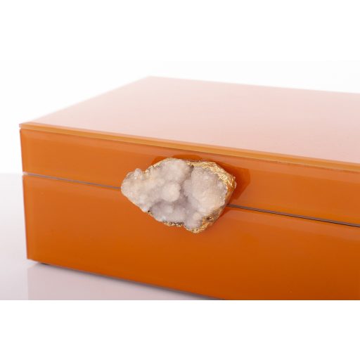 Elegáns, üvegből készült díszdoboz ásványi kő dísszel