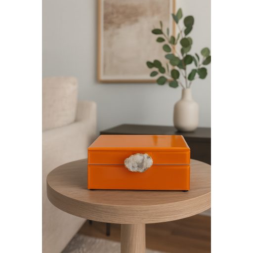 Elegáns, üvegből készült díszdoboz ásványi kő dísszel