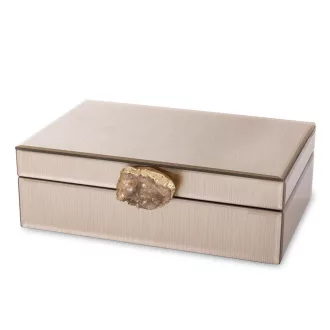   Elegáns, üvegből készült díszdoboz ásványi kő dísszel 8x24x18,5cm
