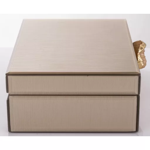 Elegáns, üvegből készült díszdoboz ásványi kő dísszel 8x24x18,5cm