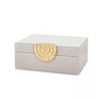   Elegáns bézs dekorációs ékszerdoboz arany díszítéssel 8x19x15,5cm