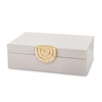   Elegáns bézs dekorációs ékszerdoboz arany díszítéssel 8x24,5x17cm