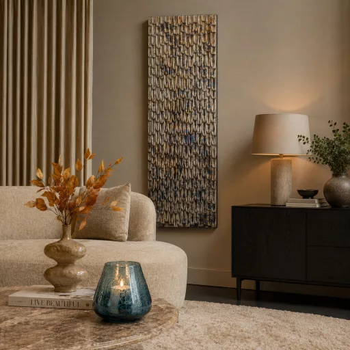 3D texturált modern falikép – absztrakt fémhatású relief fali dekor panel nappaliba 40.0 x 3.5 x 120.0 cm