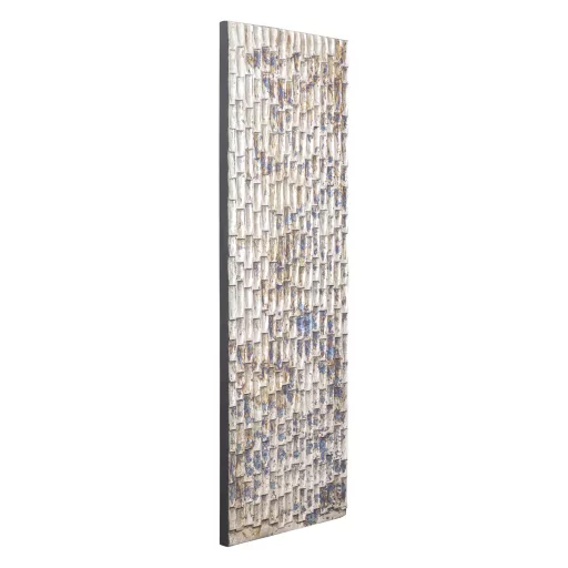 3D texturált modern falikép – absztrakt fémhatású relief fali dekor panel nappaliba 40.0 x 3.5 x 120.0 cm