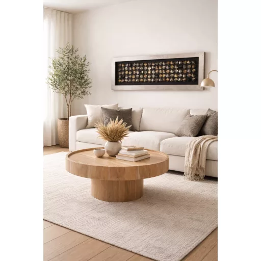 Kerek design asztal – Természetes fa megjelenéssel