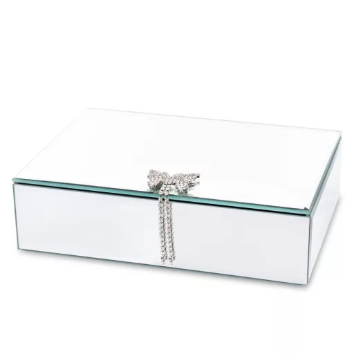 Prémium tükrös ékszerdoboz kristály pillangó díszítéssel – elegáns tároló ékszerekhez és dekorációhoz 5x18x13