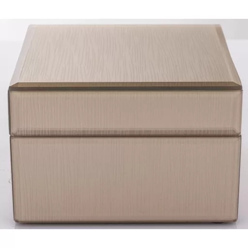 Prémium tükrös ékszerdoboz púderes krémszínben – elegáns tároló ékszerekhez és dekorációhoz 7x12x12