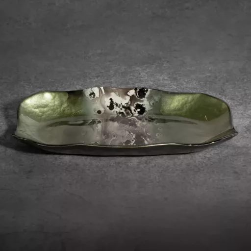 Mélyzöld színű absztrakt egyedi modern tál