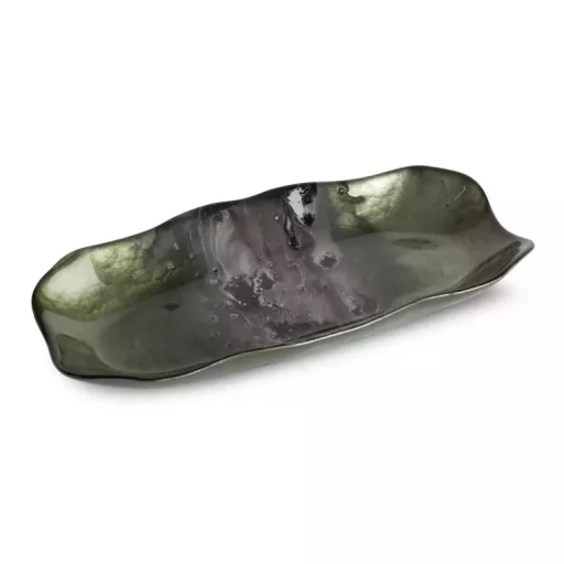 Mélyzöld színű absztrakt egyedi modern tál