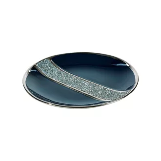 Kék színű asztali tál, kristály díszítéssel