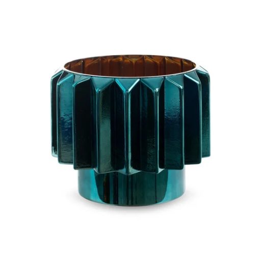 Türkiz, modern, üveg váza 25X20 cm