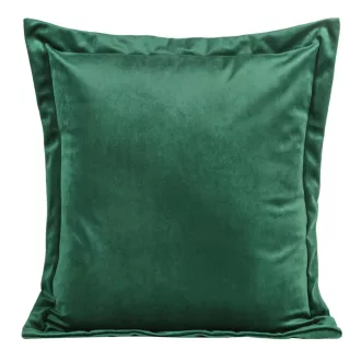   Sötétzöld bársony díszpárnahuzat – elegáns, puha tapintású -  modern, időtálló megjelenés,  párnabelsővel 45x45cm