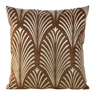   Art Deco bársony díszpárna huzat barna-pezsgő színű legyező mintával .Modern,elegáns, art-deco enteriőrök tökéletes kiegészítője. 45x45cm