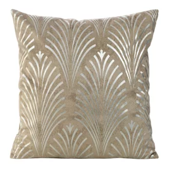   Art Deco bársony díszpárna huzat sötétbeige-pezsgő színű legyező mintával .Modern,elegáns, art-deco enteriőrök tökéletes kiegészítője. 45x45cm