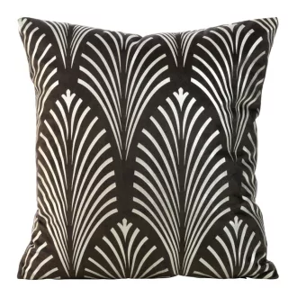   Art Deco bársony díszpárna huzat fekete-pezsgő színű legyező mintával .Modern,elegáns, art-deco enteriőrök tökéletes kiegészítője. 45x45cm