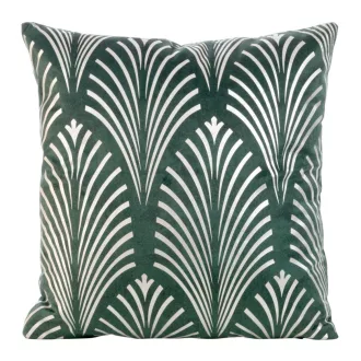   Art Deco bársony díszpárna sötétzöld színű legyező mintával .Modern,elegáns, art-deco enteriőrök tökéletes kiegészítője. 45x45cm