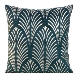   Art Deco bársony díszpárna sötétkék színű legyező mintával .Modern,elegáns, art-deco enteriőrök tökéletes kiegészítője. 45x45cm