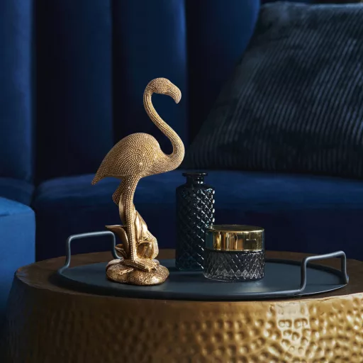 Elegáns, exkluzív flamingó dekorfigura különleges gyöngyhatású textúráva 12X8X27 cm