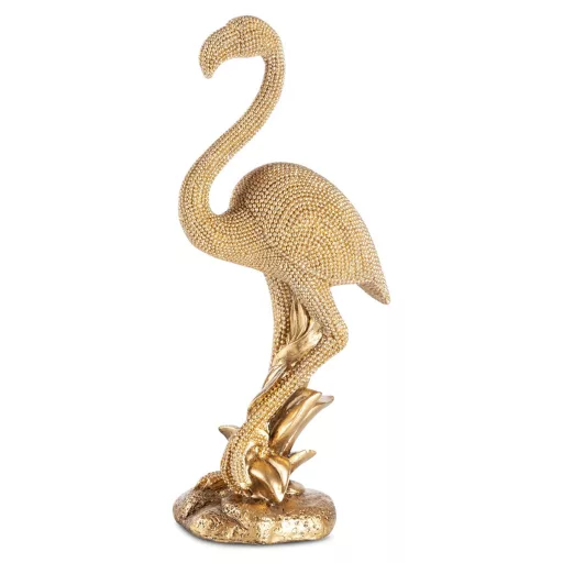 Elegáns, exkluzív flamingó dekorfigura különleges gyöngyhatású textúráva 12X8X27 cm