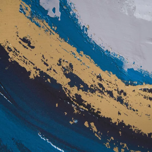 Elegáns absztrakt vászonkép mély sötétkék, szürke és fényes arany részlettel 60X90 cm