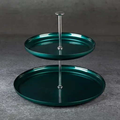  Emeletes kínáló tál, türkiz színben