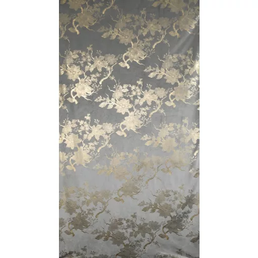 Arany virágmintás sötétítő függöny – Elegáns szürke  bársony dekorfüggöny fényes  mintával – arany színű ringlikkel 140X250cm 