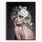 Különleges női portré lenyomat ,  vászonkép finom virágmotívumokkal 60X80x3.5 cm