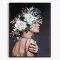 Különleges női portré lenyomat ,  vászonkép finom virágmotívumokkal 60X80x3.5 cm