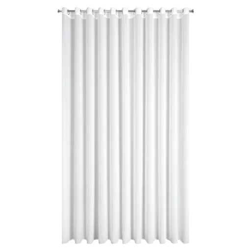 Modern fehér voile készfüggöny fém ringlikkel, fémkarikákkal, rúdkarnisra -Könnyed, áttetsző anyaga kellemes természetes fényt enged a helyiségbe, miközben elegáns megjelenést biztosít 350X250cm 