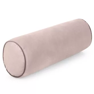   Púder rózsaszínszínű  bársony henger díszpárna – Elegáns dekoráció nappaliba és hálószobába  -egyedi szabású párnabelsővel-  15 x 45 cm
