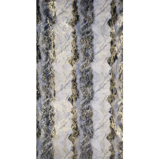 Szürke árnyalatú készfüggöny ,aranyló- festett hatású mintázattal – fém ringlivel rúdkarnishoz 135X250cm