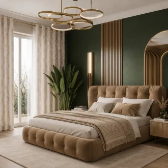   Elegáns levélmintás sötétítő függöny finom arany mintázattal és modern ringlis kialakítással 140X250cm 