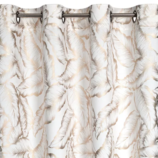 Elegáns levélmintás sötétítő függöny finom arany mintázattal és modern ringlis kialakítással 140X250cm 