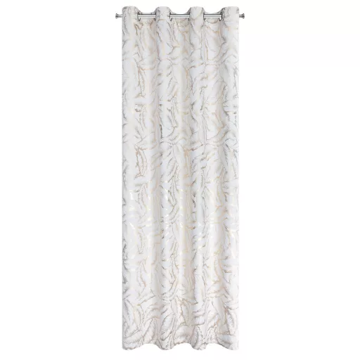 Elegáns levélmintás sötétítő függöny finom arany mintázattal és modern ringlis kialakítással 140X250cm 