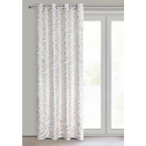 Elegáns levélmintás sötétítő függöny finom arany mintázattal és modern ringlis kialakítással 140X250cm 