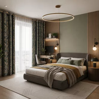   Elegáns levélmintás sötétítő függöny finom arany mintázattal és modern ringlis kialakítással 140X250cm 