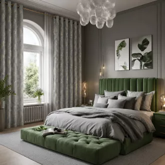   Elegáns levélmintás sötétítő függöny finom arany mintázattal és modern ringlis kialakítással 140X250cm 